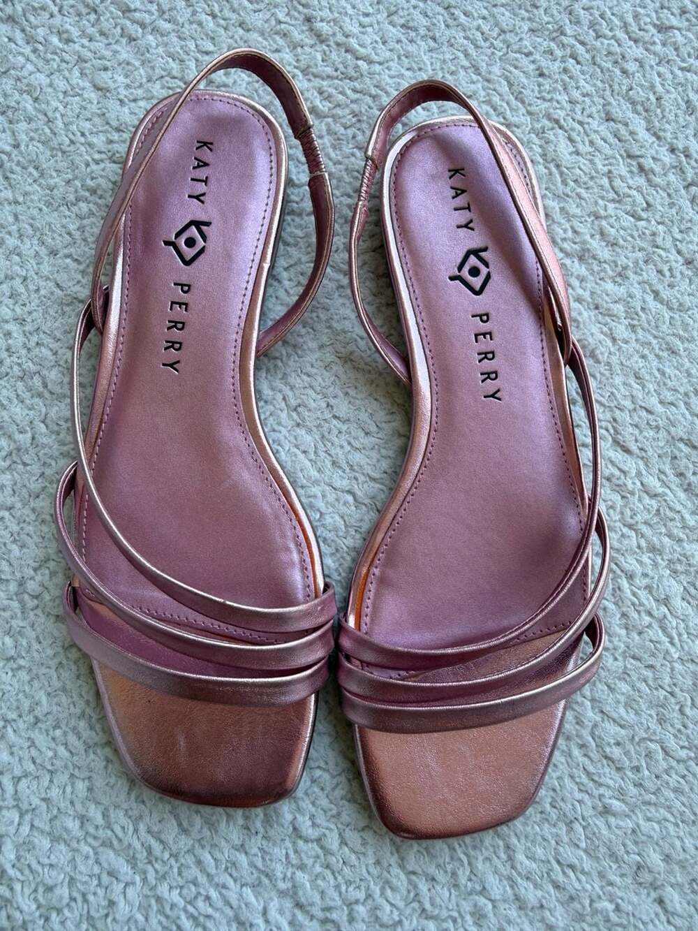 Katy Perry The Bondie Metallic Pink Slingback Flat Sandals Size 7